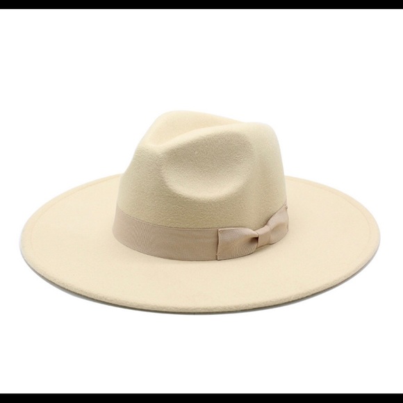 Accessories Cream Fedora Firm Wide Brim Ribbon Adjustable Hat Poshmark